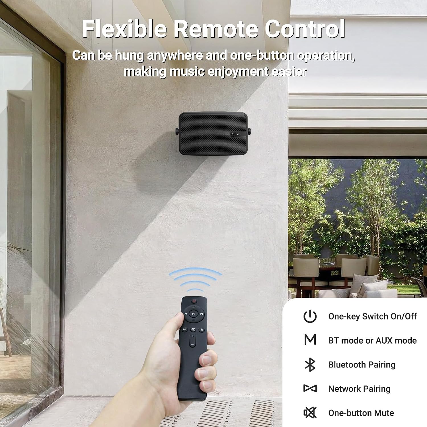 Inwa Outdoor Bluetooth Speakers, 400W Active Passive Wall Mount Speaker, Waterproof Wireless Indoor/Outdoor Stereo Sound Set W/Aux in, Sound System for Patio/Porch/Gazebo/Garage(Pair, Ivory Black)